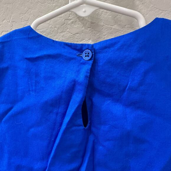 Tea Collection Blue Gold Embroidered Lotus Flowers Button Back Dress - Picture 8 of 9